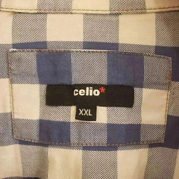 Celio Men's Checked Button Down Long Sleeve Shirt - Picture 5 of 8